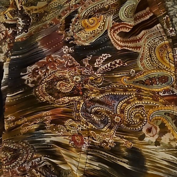 Vtg NEW YORK CITY Design Retro 1970s Paisley Metallic Crochet Peplum Poet Blouse - Picture 8 of 8